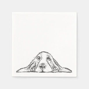 basset hound zwart wit eenvoudig puppy hondenogen servet