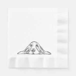 basset hound zwart wit eenvoudig puppy hondenogen servet