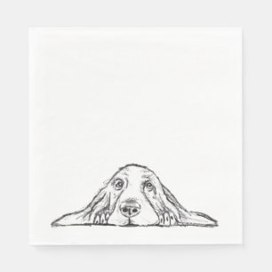 basset hound zwart wit eenvoudig puppy hondenogen servet