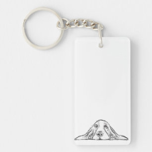basset hound zwart wit eenvoudig puppy hondenogen  sleutelhanger