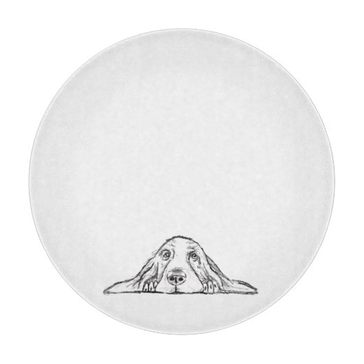 basset hound zwart wit eenvoudig puppy hondenogen snijplank (Voorkant)