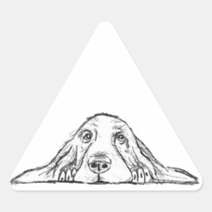 basset hound zwart wit eenvoudig puppy hondenogen sticker