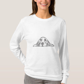 basset hound zwart wit eenvoudig puppy hondenogen t-shirt