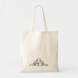 basset hound zwart wit eenvoudig puppy hondenogen tote bag