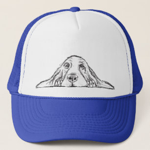 basset hound zwart wit eenvoudig puppy hondenogen trucker pet