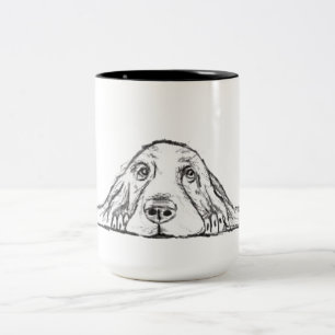 basset hound zwart wit eenvoudig puppy hondenogen  tweekleurige koffiemok