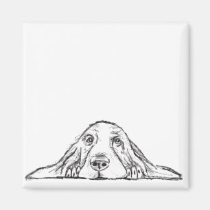basset hound zwart wit simpel puppy hond ogen magneet