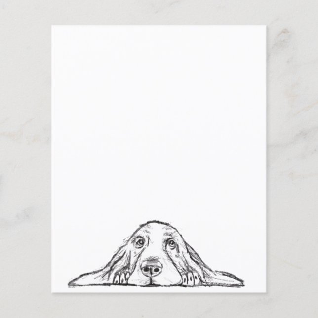 basset hound zwart wit simpele puppy hondenogen  (Voorkant)