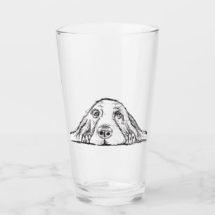 basset hound zwart wit simpele puppy hondenogen glas