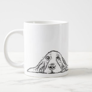 basset hound zwart wit simpele puppy hondenogen grote koffiekop