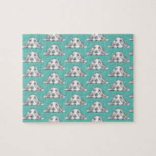 basset hound zwart wit simpele puppy hondenogen  legpuzzel