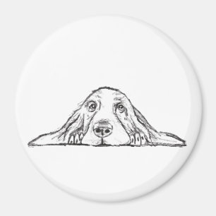 basset hound zwart wit simpele puppy hondenogen magneet