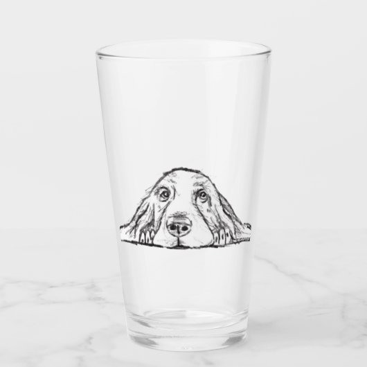 basset hound zwart wit simpels puppy hond ogen   glas (Voorkant)