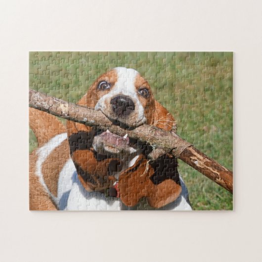 Basset Houndgeluk is een teken Legpuzzel (Horizontaal)