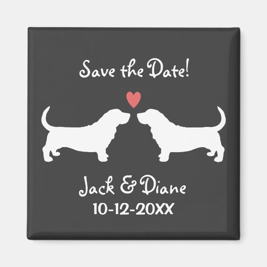 Basset Hounds Bruiloft Save the Date Magneet (Voorkant)