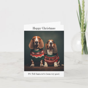 Basset Hounds Happy Christmas Kaart