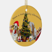 Basset Hounds hebben Holly Jolly Kerstmis Keramisch Ornament (Rechts)
