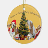 Basset Hounds hebben Holly Jolly Kerstmis Keramisch Ornament (Links)