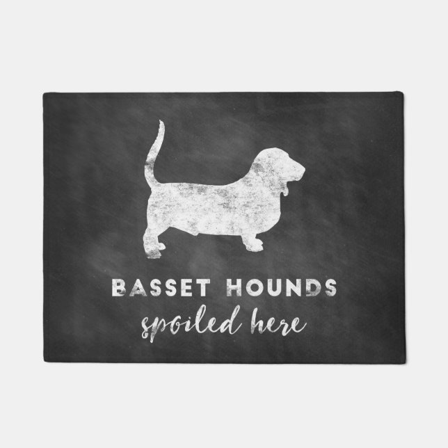 Basset Hounds hier  Chalkboard Deurmat (Voorkant)