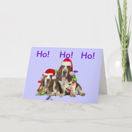 Basset Hounds Ho Ho Vrolijke Kerst Kaarten (Voorkant)