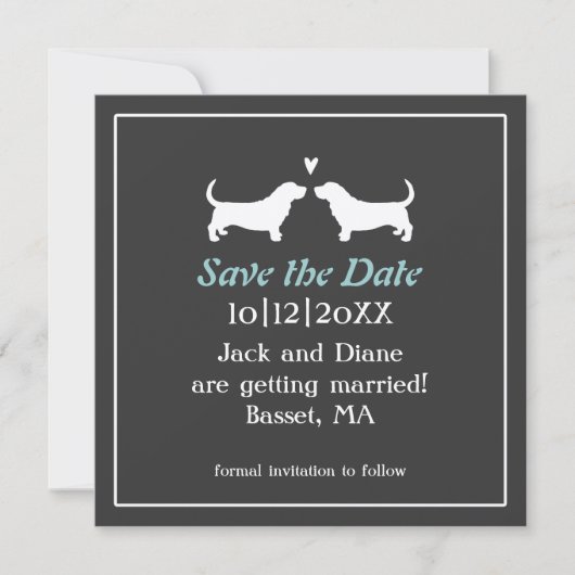 Basset Hounds Huwelijk Opslaan Datum Save The Date (Voorkant)