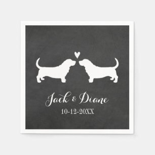 Basset Hounds Huwelijkskoppel met aangepaste tekst Servetten