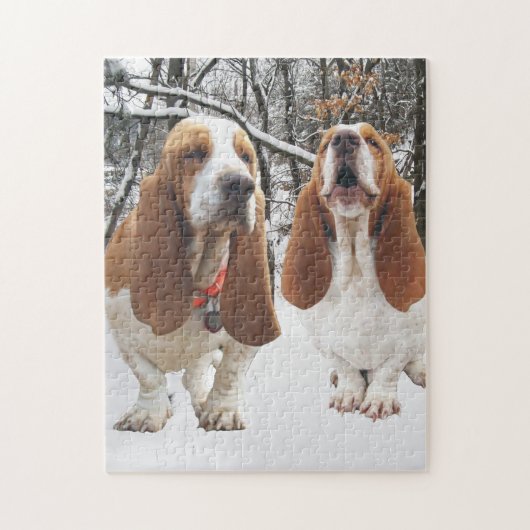Basset Hounds in de Bossen Legpuzzel (Verticaal)