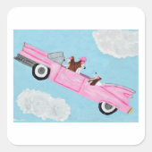 Basset Hounds in pink convertible Sticker (Voorkant)
