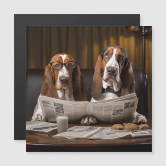 Basset hounds lezen van de krant (Voorkant / Achterkant)