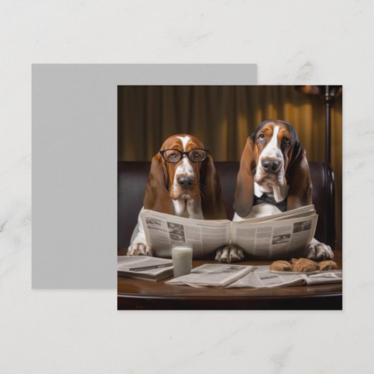 Basset hounds lezen van de krant (Voorkant / Achterkant)