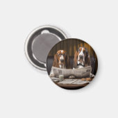 Basset hounds lezen van de krant magneet (Voorkant / Achterkant)