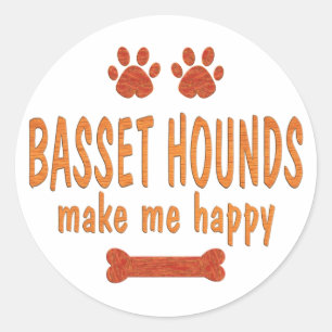 Basset Hounds maken me blij Ronde Sticker