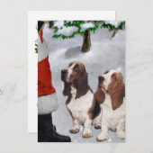Basset Hounds Ontmoet Santa Christmas Kaart (Voorkant / Achterkant)