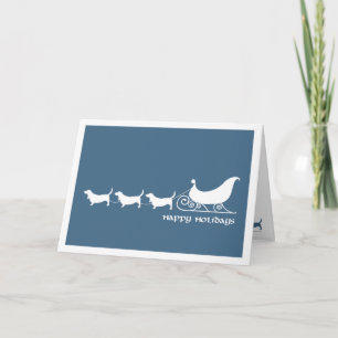 Basset Hounds Pulling Santa's Sleigh Feestdagen Kaart