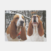 Basset Hounds Snowy Bossen Deurklep Deurmat (Voorkant)