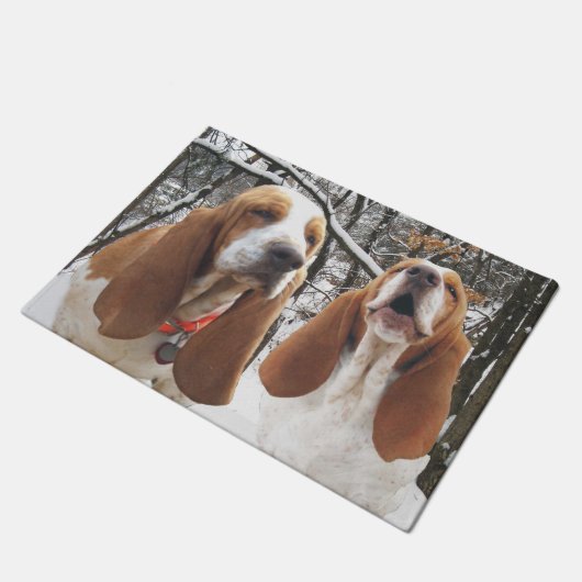 Basset Hounds Snowy Bossen Deurklep Deurmat (Schuin)