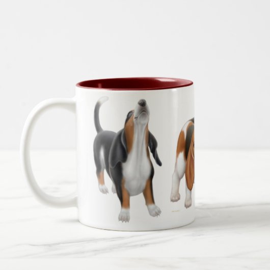 Basset Hounds Two Tone Mok (Links)