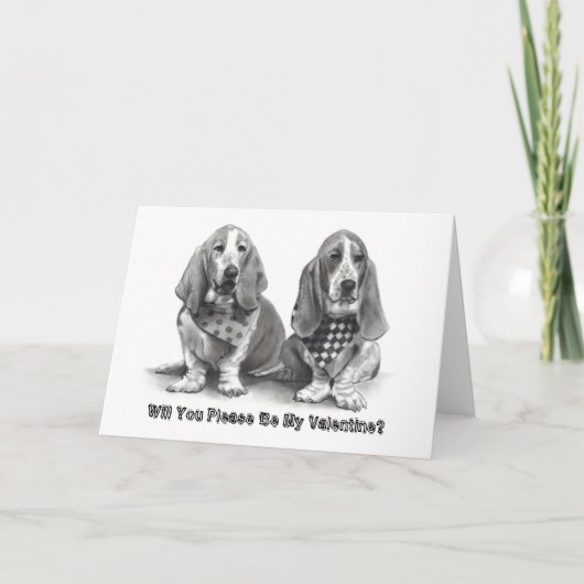 BASSET HOUNDS, wil je alsjeblieft mijn Valentijn z Feestdagen Kaart (Voorkant)