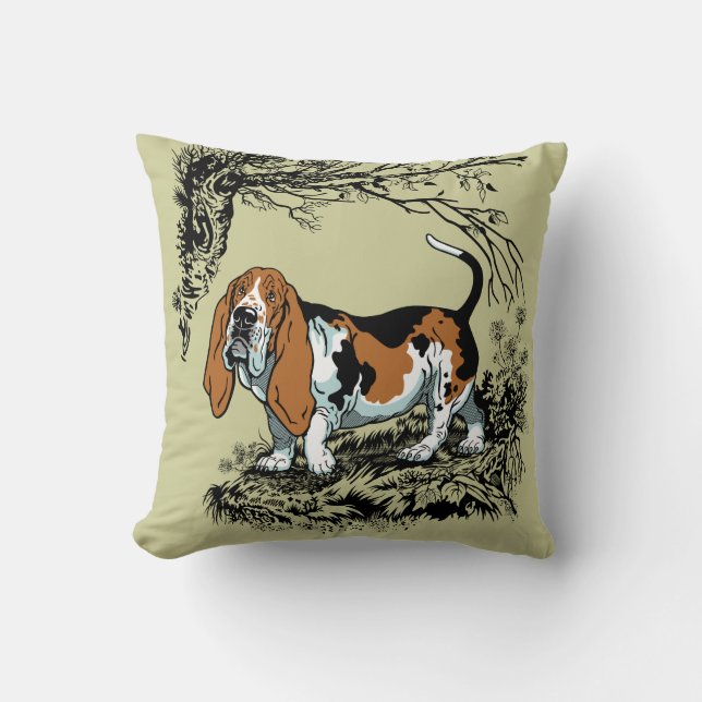 basset illustratie kussen (Voorkant)