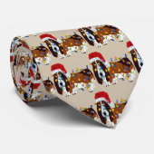 Basset in de knoop met kerstverlichting stropdas (Opgerold)