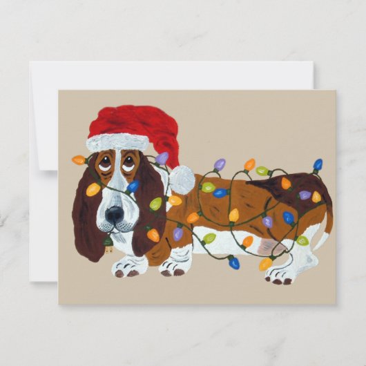Basset in de Lichten dat van Kerstmis wordt Feestdagenkaart (Voorkant)