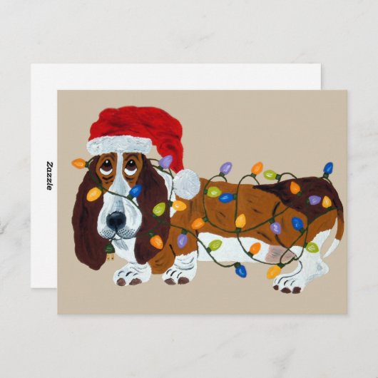 Basset in de Lichten dat van Kerstmis wordt Feestdagenkaart (Voorkant / Achterkant)