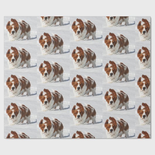 Basset in het sneeuwpakpapier cadeaupapier (Vlak)