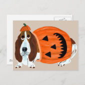 Basset in Pumpkin Suit Briefkaart (Voorkant / Achterkant)