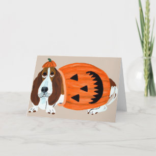 Basset in Pumpkin Suit Kaart