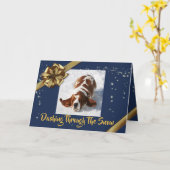 Basset in Snow op kerstvakantie Kaart (Gele Bloem)