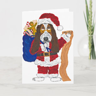 Basset Kerstman die Lijst van Goede Bassets Feestdagen Kaart
