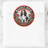Basset Moeder Ronde Sticker (Tas)