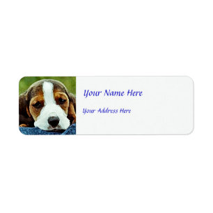 Basset Puppy Resting - Bruin zwart-wit Etiket