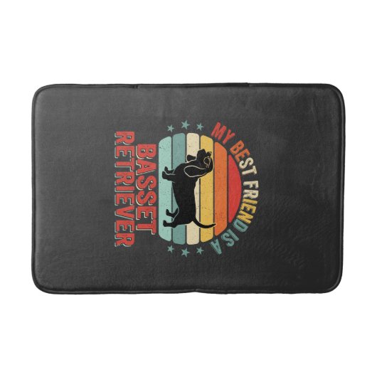 Basset Retriever Retro Zonsondergang Hond Badmat (Voorkant)